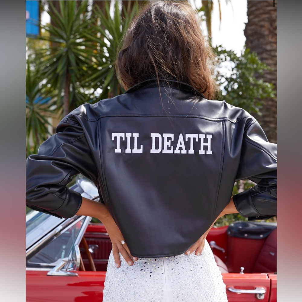 12th Tribe Black Leather Jacket with Bold 'Til Death' Design